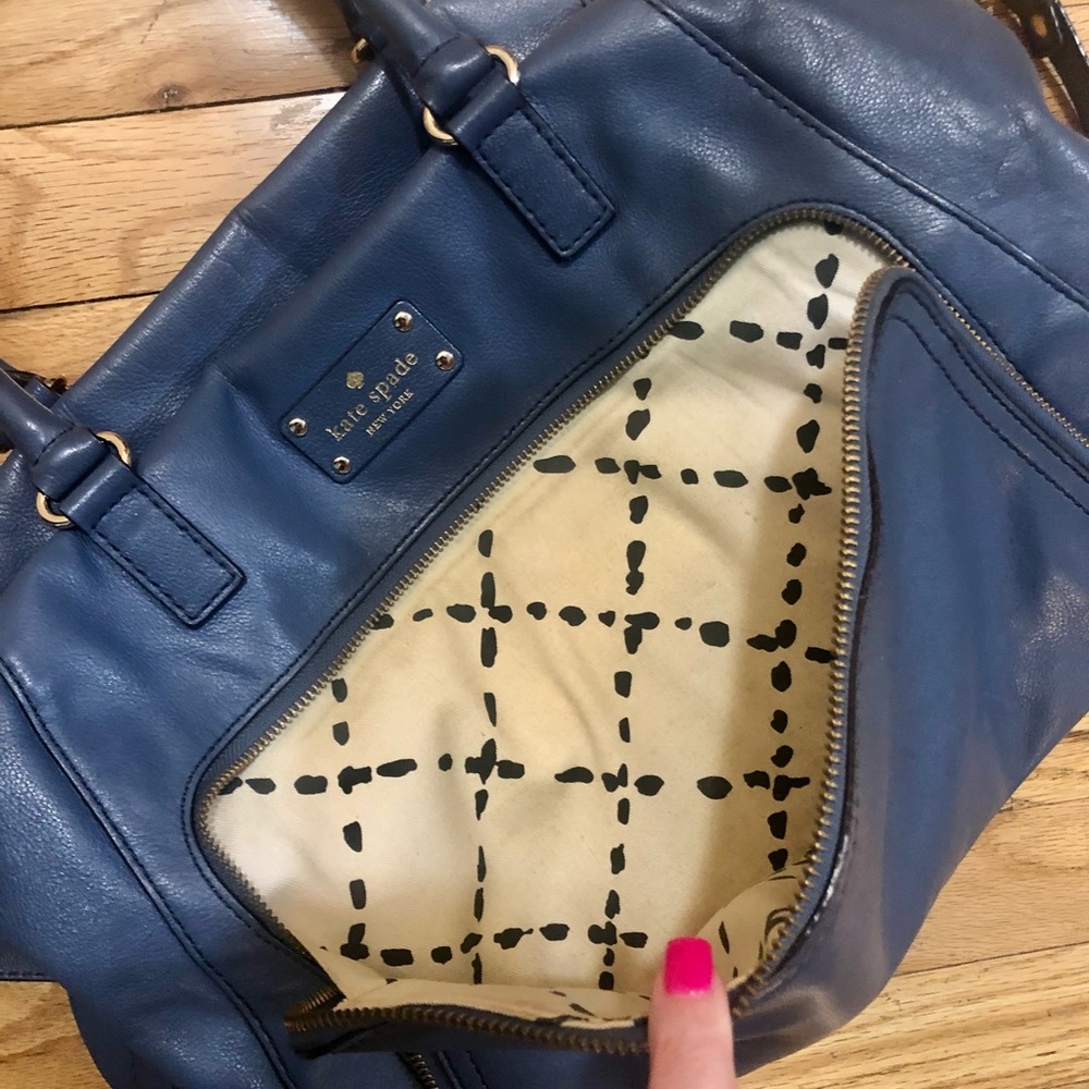 Kate Spade blue satchel with cross body strap - Picture 3 of 9